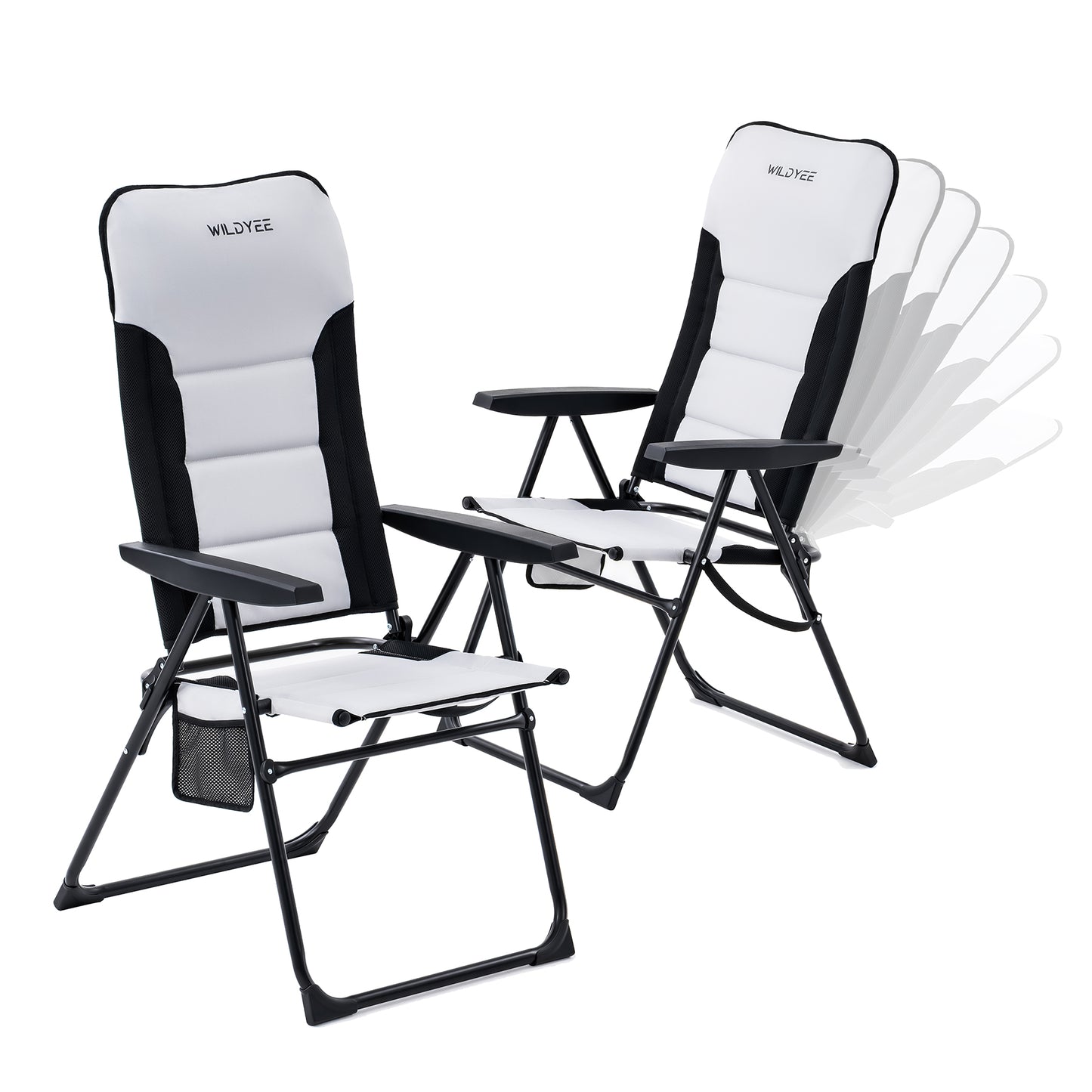 2er Set Campingstuhl Faltbar 7 Positionen Verstellbarer 150kg Belastbar | Aluminiumrahmen, 600D Polyester| Hohe Rückenlehne | leicht & tragbar | Für Camping, Strand, Angeln, Garten, Wohnmobil&Balkon