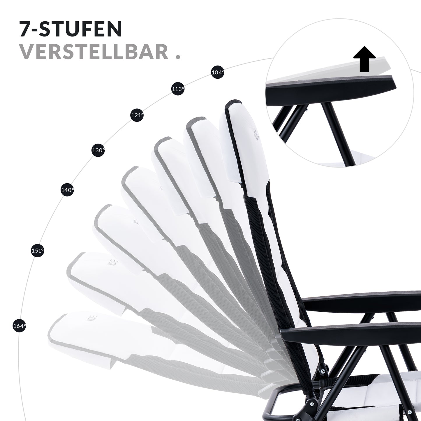 2er Set Campingstuhl Faltbar 7 Positionen Verstellbarer 150kg Belastbar | Aluminiumrahmen, 600D Polyester| Hohe Rückenlehne | leicht & tragbar | Für Camping, Strand, Angeln, Garten, Wohnmobil&Balkon