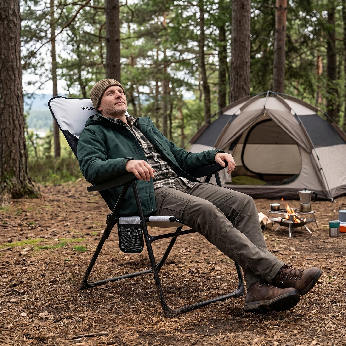 2er Set Campingstuhl Faltbar 7 Positionen Verstellbarer 150kg Belastbar | Aluminiumrahmen, 600D Polyester| Hohe Rückenlehne | leicht & tragbar | Für Camping, Strand, Angeln, Garten, Wohnmobil&Balkon