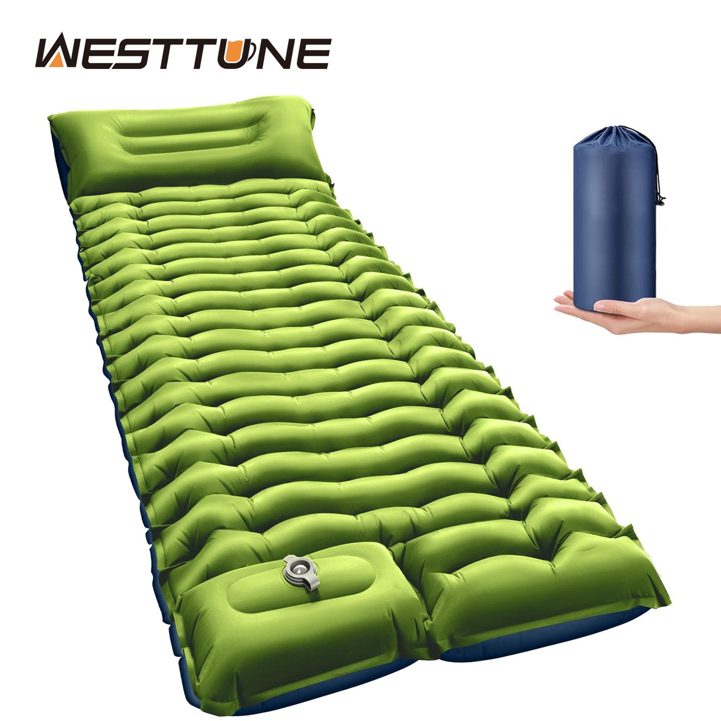 Rapid-Inflate Camping Mattress with Foot Pump – Ultra-Lightweight Interlocking Sleeping Pad for Backpacking & Family Outdoors