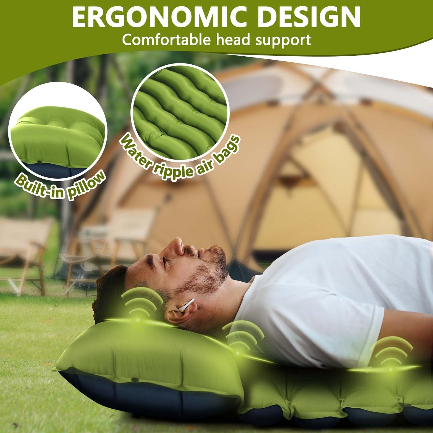 Rapid-Inflate Camping Mattress with Foot Pump – Ultra-Lightweight Interlocking Sleeping Pad for Backpacking & Family Outdoors