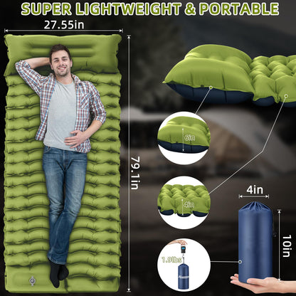 Rapid-Inflate Camping Mattress with Foot Pump – Ultra-Lightweight Interlocking Sleeping Pad for Backpacking & Family Outdoors