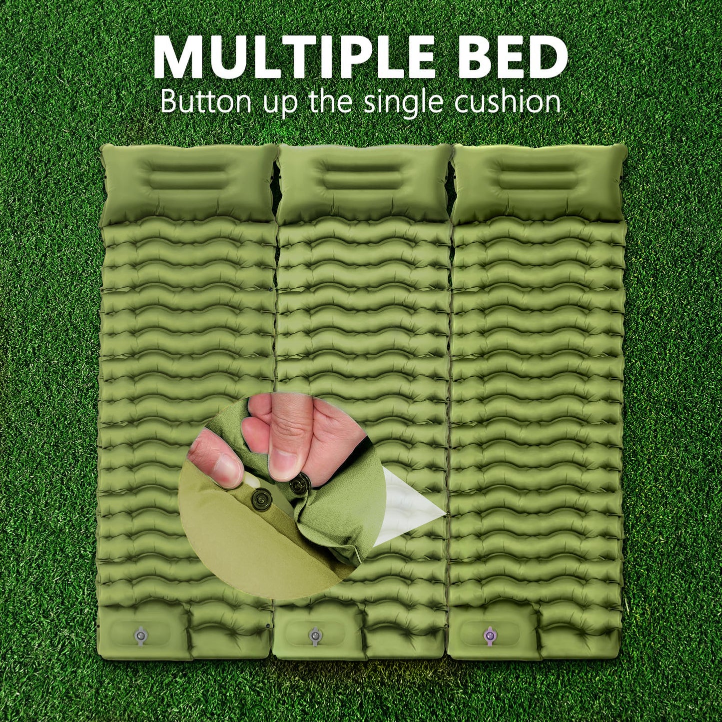 Rapid-Inflate Camping Mattress with Foot Pump – Ultra-Lightweight Interlocking Sleeping Pad for Backpacking & Family Outdoors