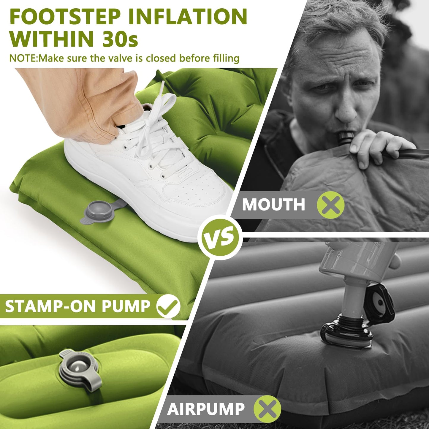 Rapid-Inflate Camping Mattress with Foot Pump – Ultra-Lightweight Interlocking Sleeping Pad for Backpacking & Family Outdoors