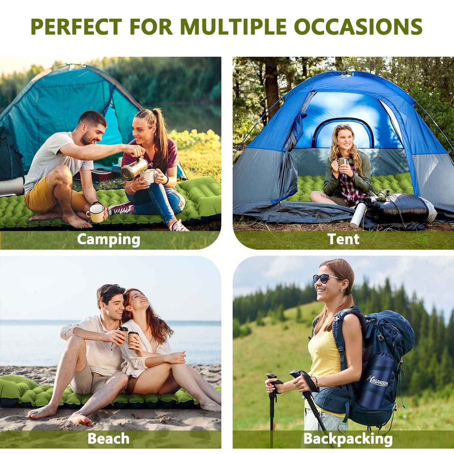 Rapid-Inflate Camping Mattress with Foot Pump – Ultra-Lightweight Interlocking Sleeping Pad for Backpacking & Family Outdoors