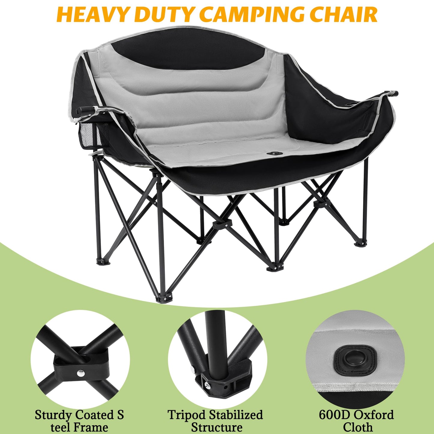 Heavy-Duty Double Camping Loveseat Chair
