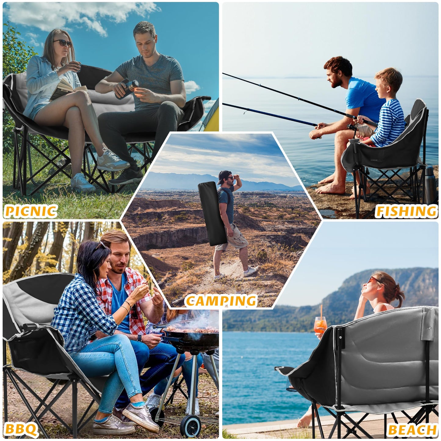 Heavy-Duty Double Camping Loveseat Chair